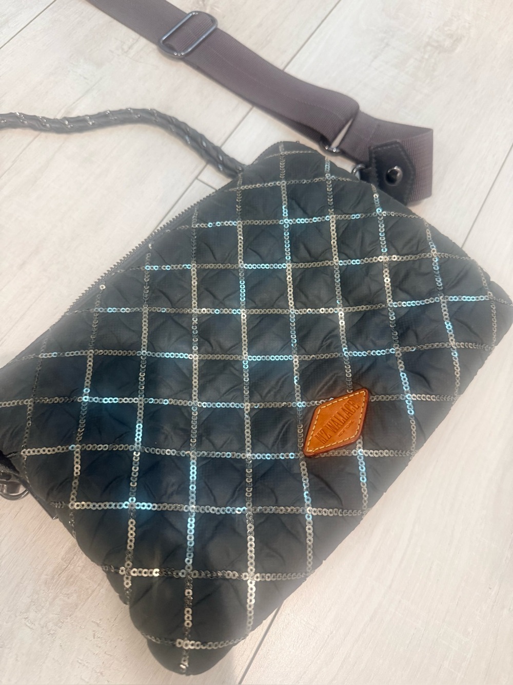 MZ Wallace Madison Sequins Quilted Crossbody Bag.